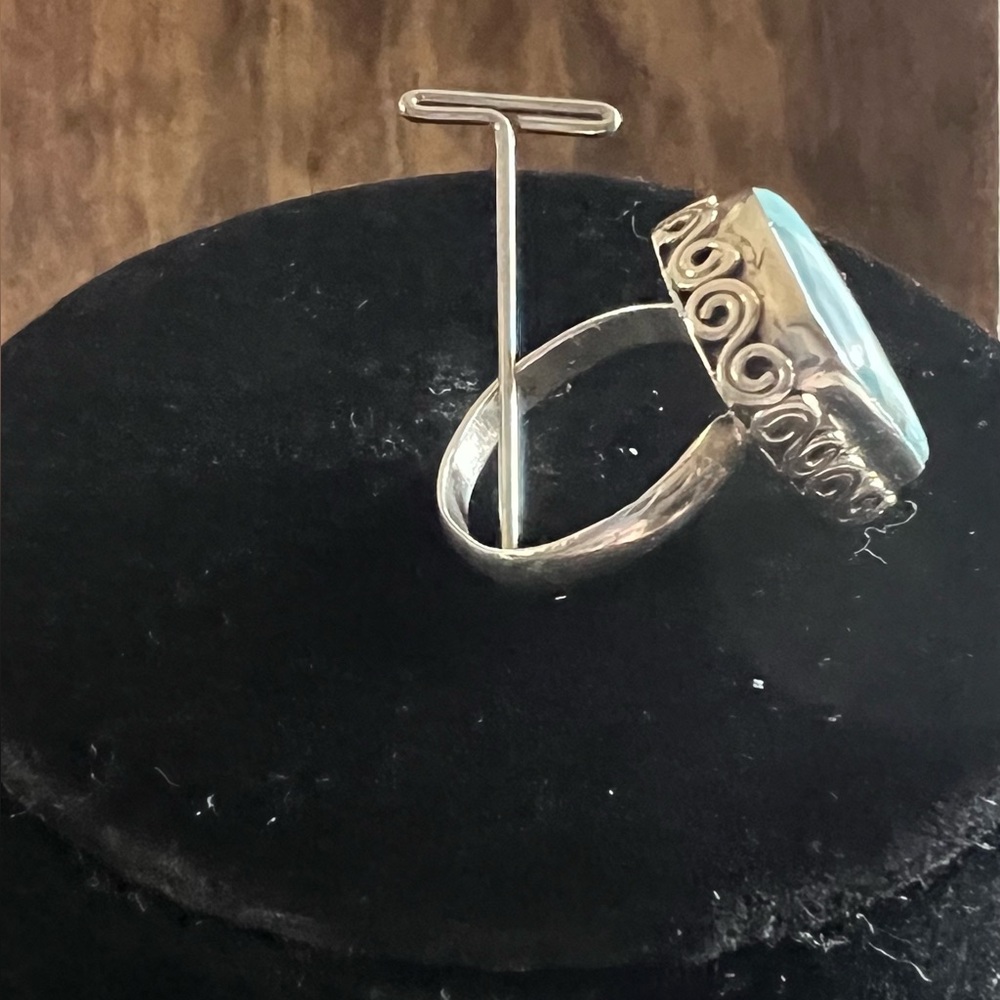 Larimar Gemstone Solid 925 Silver Ring - image 2